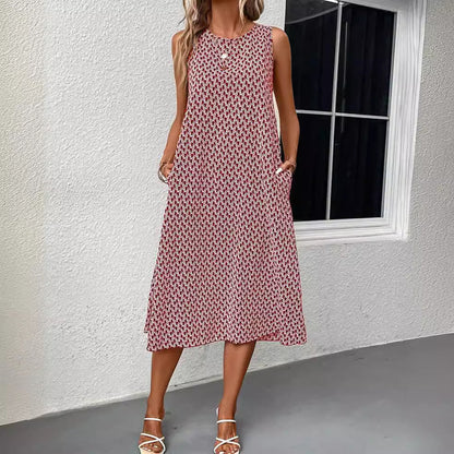 European And American Fashion Commuter Round Neck Sleeveless Dress Women Grayceful LLC