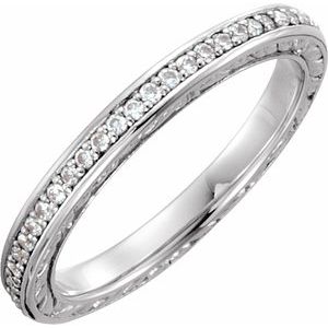 14K White 1/4 CTW Natural Diamond Sculptural Eternity Band Size 7 Ethereal Legacy Boutiques