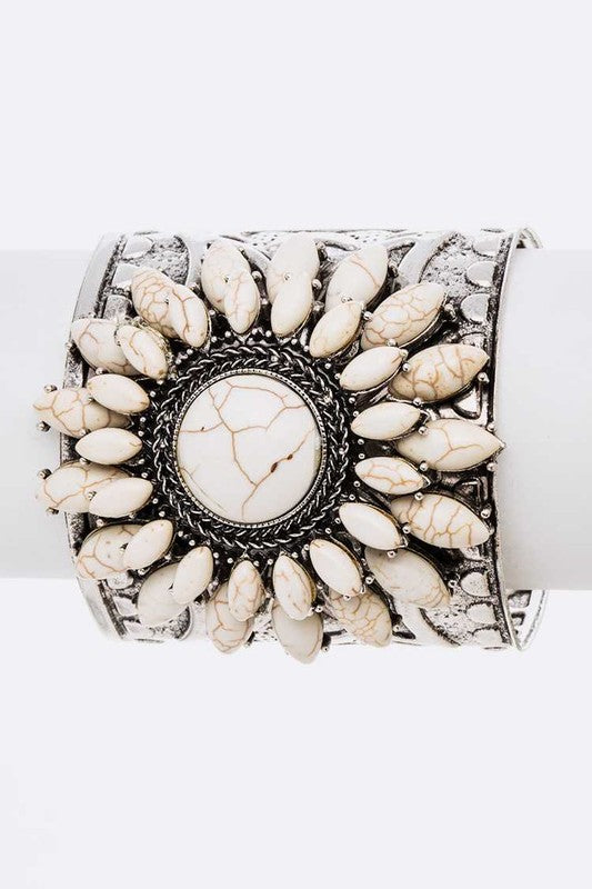 Genuine Stone Statement Engraved Cuff Bangle Shop Style & More | Fresh Looks, Everyday Deals & Free Shipping