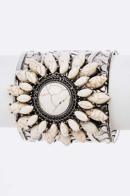 Genuine Stone Statement Engraved Cuff Bangle Shop Style & More | Fresh Looks, Everyday Deals & Free Shipping