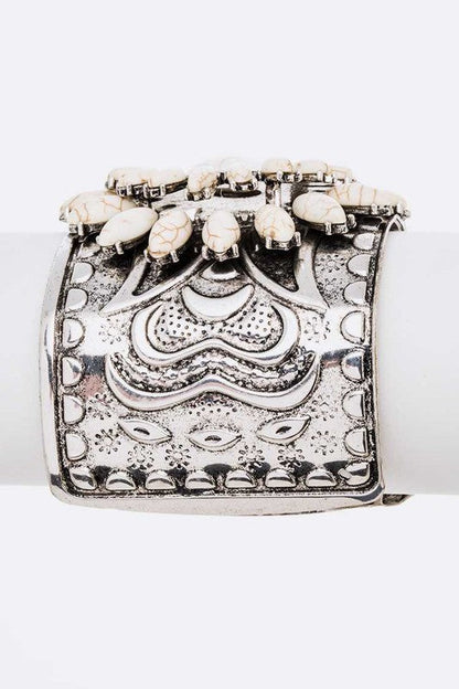 Genuine Stone Statement Engraved Cuff Bangle Shop Style & More | Fresh Looks, Everyday Deals & Free Shipping