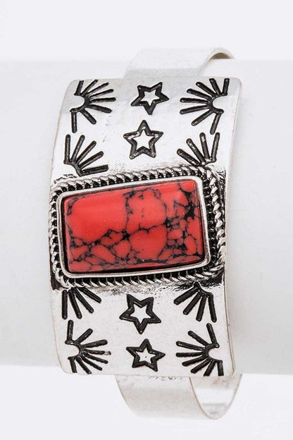 Genuine Stone Engraved Western Cuff Bangle Shop Style & More | Fresh Looks, Everyday Deals & Free Shipping