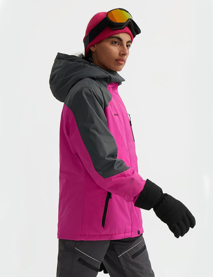 Women'S Ski Snow Jacket Warm Winter Waterproof Coat Snowboard Rain Jacket Hooded Windproof Windbreaker