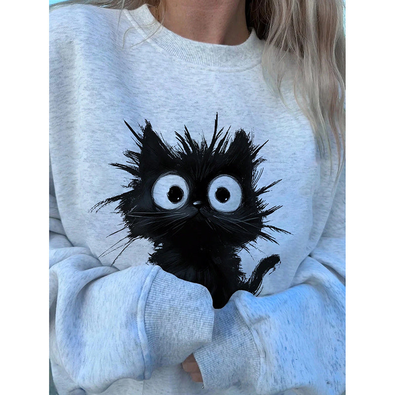 Women's Cute Kitten Graphic Sweatshirt FitiqueFit