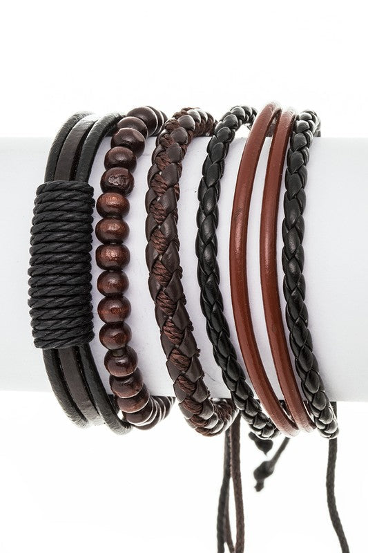 UNISEX MIX BEADS LEATHER BRACELET SET Shop Style & More | Fresh Looks, Everyday Deals & Free Shipping