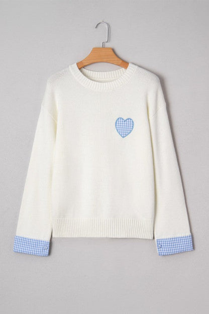 Valentines Gingham Heart Embroidered Crewneck Swea Shop Style & More | Fresh Looks, Everyday Deals & Free Shipping
