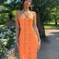 Women's Slim Fit Printed Backless Dress FitiqueFit