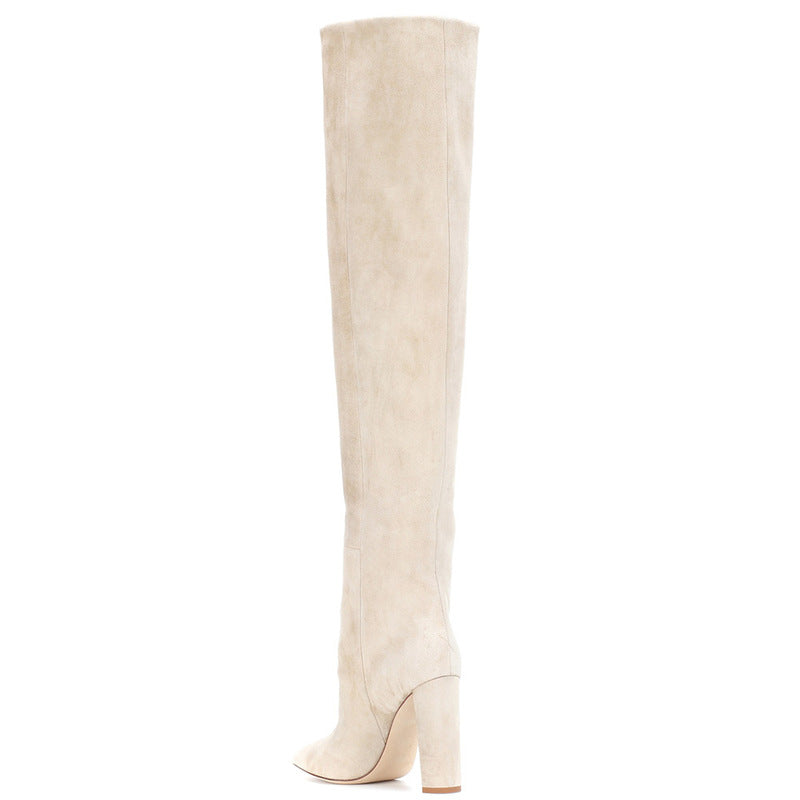 Pointed chunky heel pleated knee high boots See size chart under “more details” The Fashion Celestial