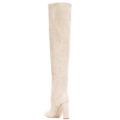 Pointed chunky heel pleated knee high boots See size chart under “more details” The Fashion Celestial