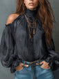 Women's Retro Cashew Print Off-Shoulder Blouse with Lantern Sleeves FitiqueFit