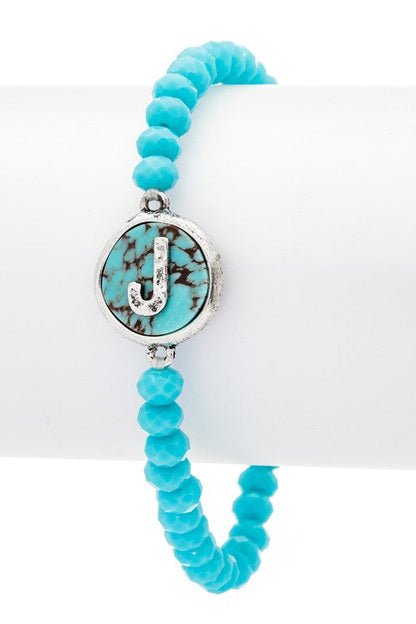 Initial J Turquoise Charm Stretch Bracelet Shop Style & More | Fresh Looks, Everyday Deals & Free Shipping