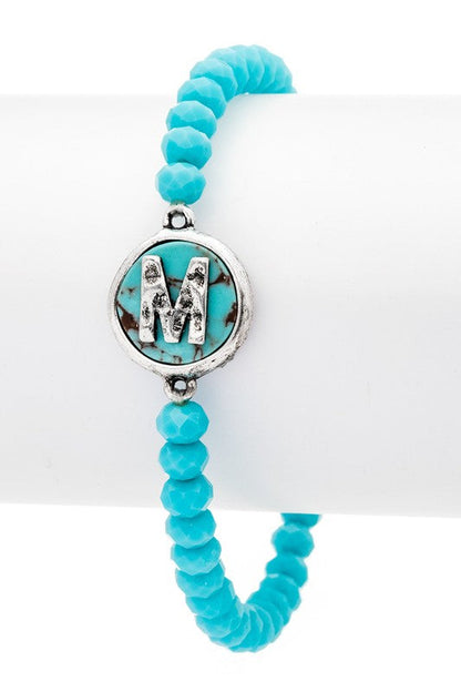 Initial M Turquoise Charm Stretch Bracelet Shop Style & More | Fresh Looks, Everyday Deals & Free Shipping