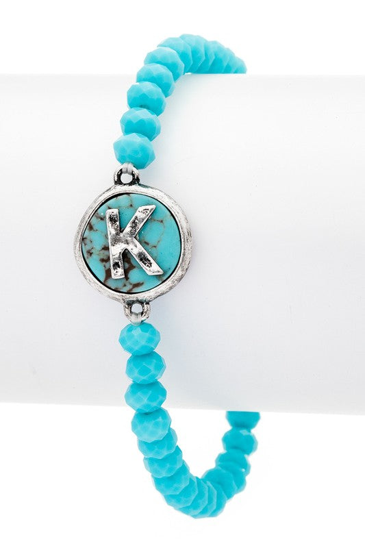 Initial K Turquoise Charm Stretch Bracelet Shop Style & More | Fresh Looks, Everyday Deals & Free Shipping
