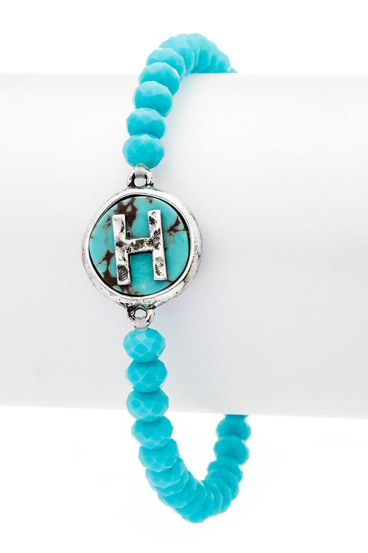 Initial H Turquoise Charm Stretch Bracelet Shop Style & More | Fresh Looks, Everyday Deals & Free Shipping