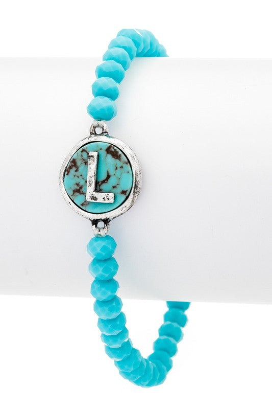 Initial L Turquoise Charm Stretch Bracelet Shop Style & More | Fresh Looks, Everyday Deals & Free Shipping