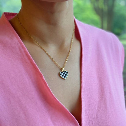Checkered Heart Necklace Shop Style & More | Fresh Looks, Everyday Deals & Free Shipping