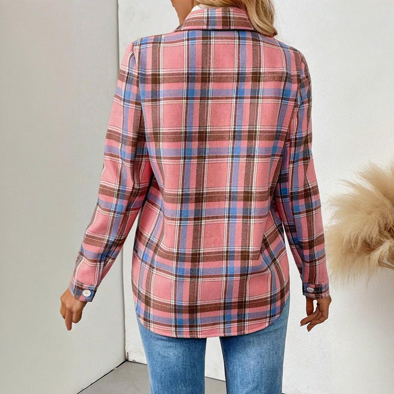 Checkered Fleece-Lined Shacket with Chest Pockets FitiqueFit