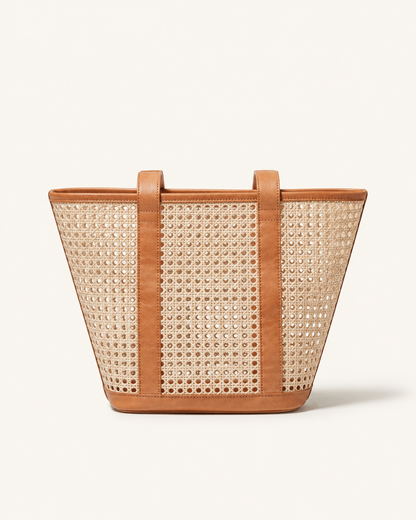 Raja Leather and Cane Carryall Bag Village Thrive