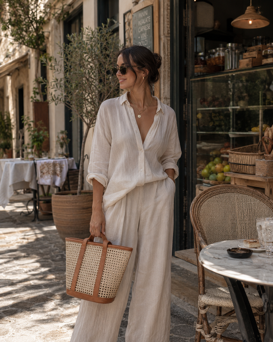 Raja Leather and Cane Carryall Bag Village Thrive