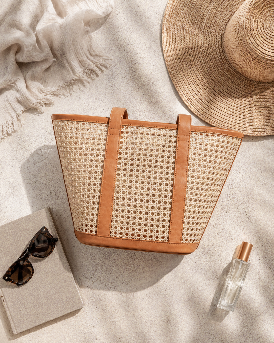 Raja Leather and Cane Carryall Bag Village Thrive