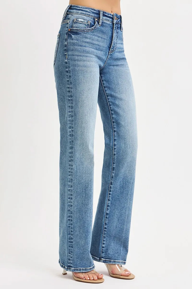 RISEN Full Size Tummy Control High Rise Straight Jeans Plus Size West2East Surf