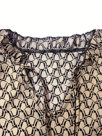 Elegant Plus Size V-Neck Ruffle Sleeve Mini Dress