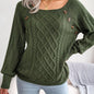 Texture Button Lantern Sleeve Sweater