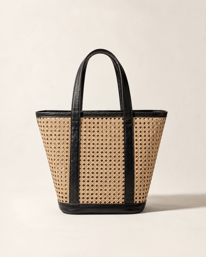 Raja Leather and Cane Carryall Bag Village Thrive
