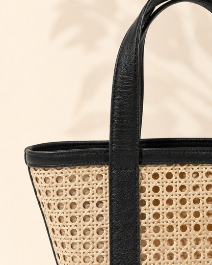 Raja Leather and Cane Carryall Bag Village Thrive