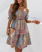 Boho Breeze Off-Shoulder Pleated Dress – Stylish Cowgirl Casual Wear Country in My Heart