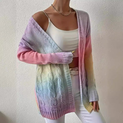 Plus Size Women's Knitted Gradient Trend Fashion Cardigan See size chart under “more details” The Fashion Celestial