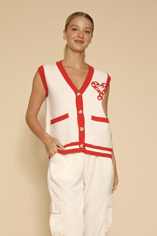 Candy cane knit button front vest Shop Style & More | Fresh Looks, Everyday Deals & Free Shipping