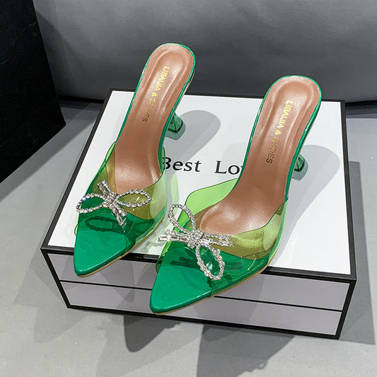 Plus Size Women's High Heels Big Bow Rhinestone Buckle Wedding Shoes Crystal Red High Heel Sandals See size chart under “more details” The Fashion Celestial