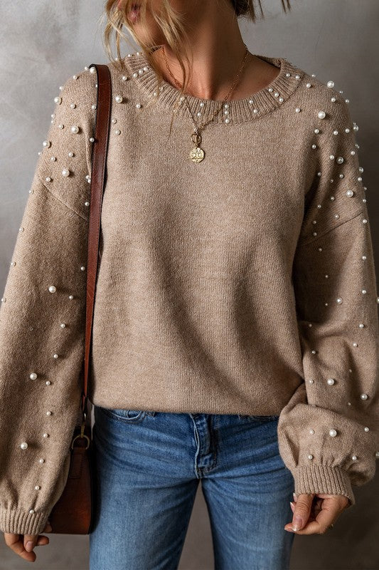 Pearl Drop Shoulder Round Neck Sweater Shop Style & More | Fresh Looks, Everyday Deals & Free Shipping