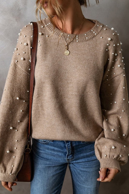 Pearl Drop Shoulder Round Neck Sweater Shop Style & More | Fresh Looks, Everyday Deals & Free Shipping