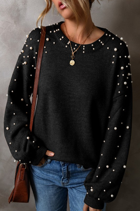 Pearl Drop Shoulder Round Neck Sweater Shop Style & More | Fresh Looks, Everyday Deals & Free Shipping