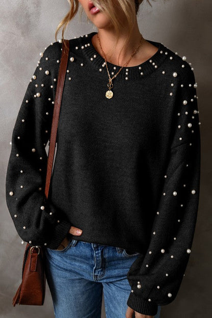 Pearl Drop Shoulder Round Neck Sweater Shop Style & More | Fresh Looks, Everyday Deals & Free Shipping