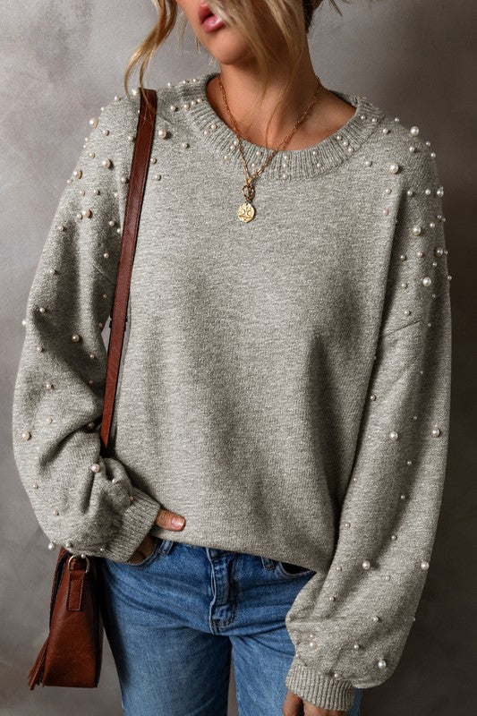 Pearl Drop Shoulder Round Neck Sweater Shop Style & More | Fresh Looks, Everyday Deals & Free Shipping