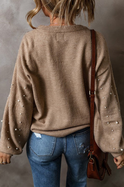 Pearl Drop Shoulder Round Neck Sweater Shop Style & More | Fresh Looks, Everyday Deals & Free Shipping