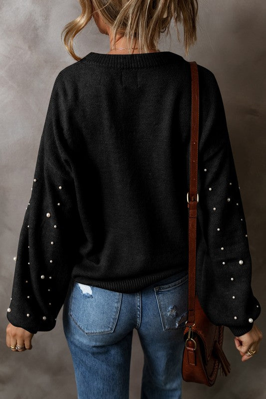 Pearl Drop Shoulder Round Neck Sweater Shop Style & More | Fresh Looks, Everyday Deals & Free Shipping