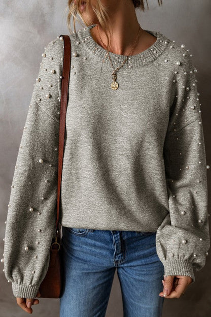 Pearl Drop Shoulder Round Neck Sweater Shop Style & More | Fresh Looks, Everyday Deals & Free Shipping