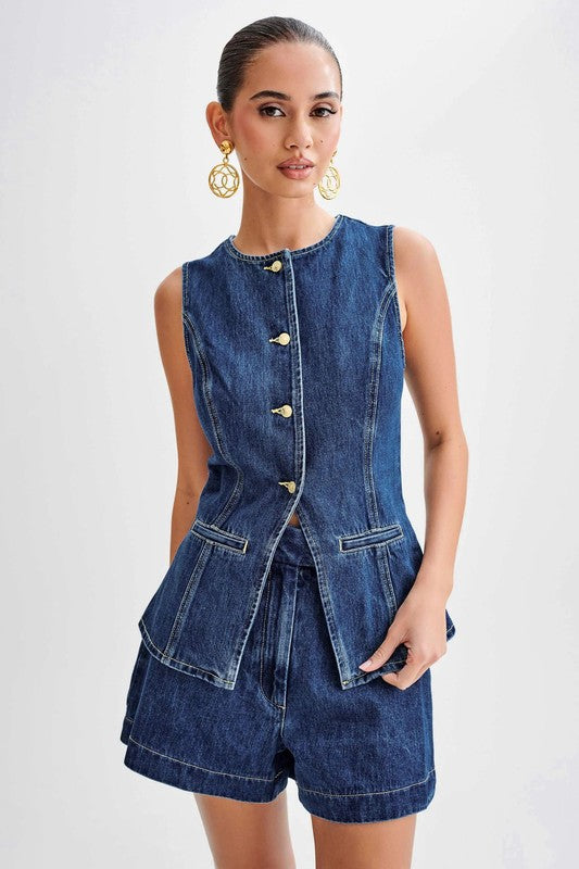 WOMEN FASHION DENIM TWO PIECE SET BY CLAUDE