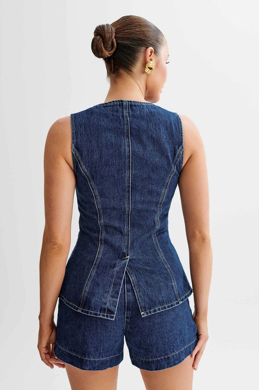 WOMEN FASHION DENIM TWO PIECE SET BY CLAUDE