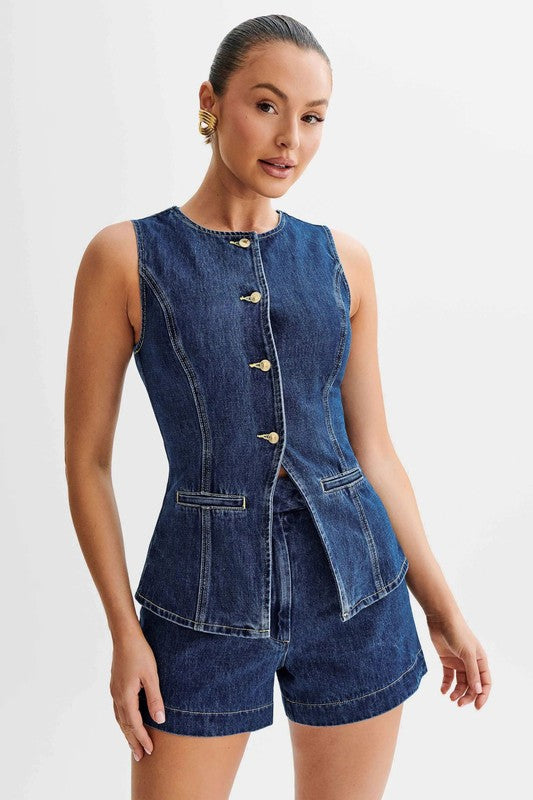 WOMEN FASHION DENIM TWO PIECE SET BY CLAUDE
