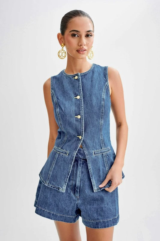 WOMEN FASHION DENIM TWO PIECE SET BY CLAUDE
