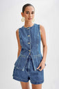 WOMEN FASHION DENIM TWO PIECE SET BY CLAUDE