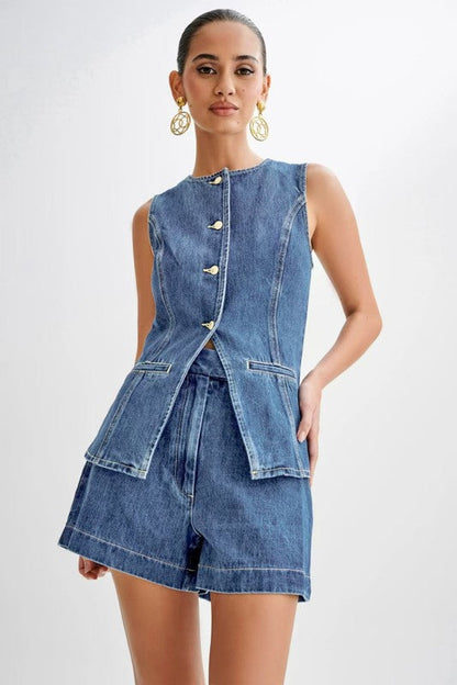 WOMEN FASHION DENIM TWO PIECE SET BY CLAUDE