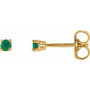 14K Yellow 2.5 mm Natural Emerald Earrings Ethereal Legacy Boutiques