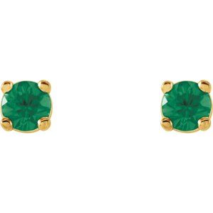 14K Yellow 2.5 mm Natural Emerald Earrings Ethereal Legacy Boutiques