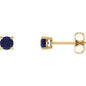 14K Yellow 4 mm Natural Blue Sapphire Earrings